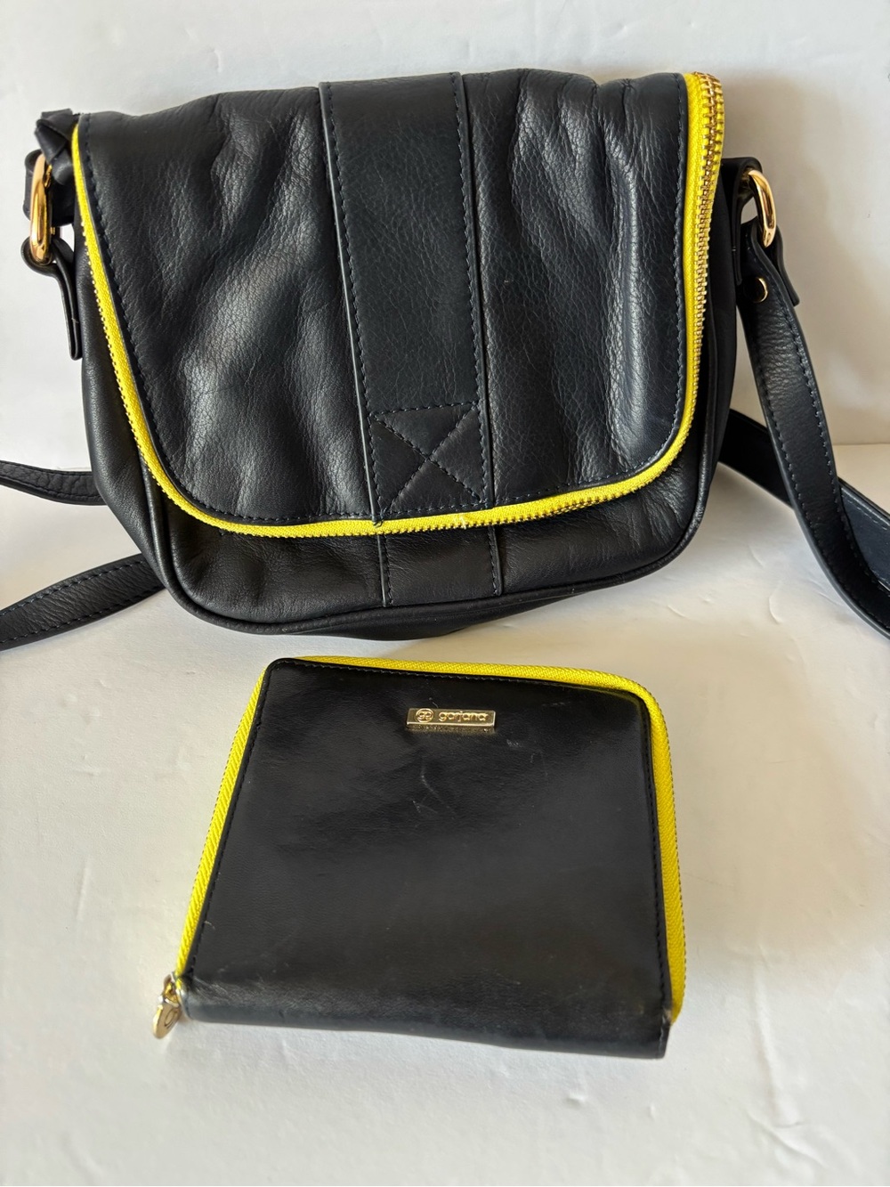 Gorjana Perry Lamb Skin Crossbody Leather Bag And Matching Wallet